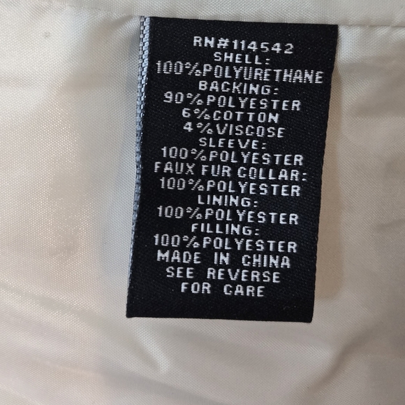 Jou Jou Faux Leather Jacket Large Women's Vegan Cream Beige - Picture 8 of 10